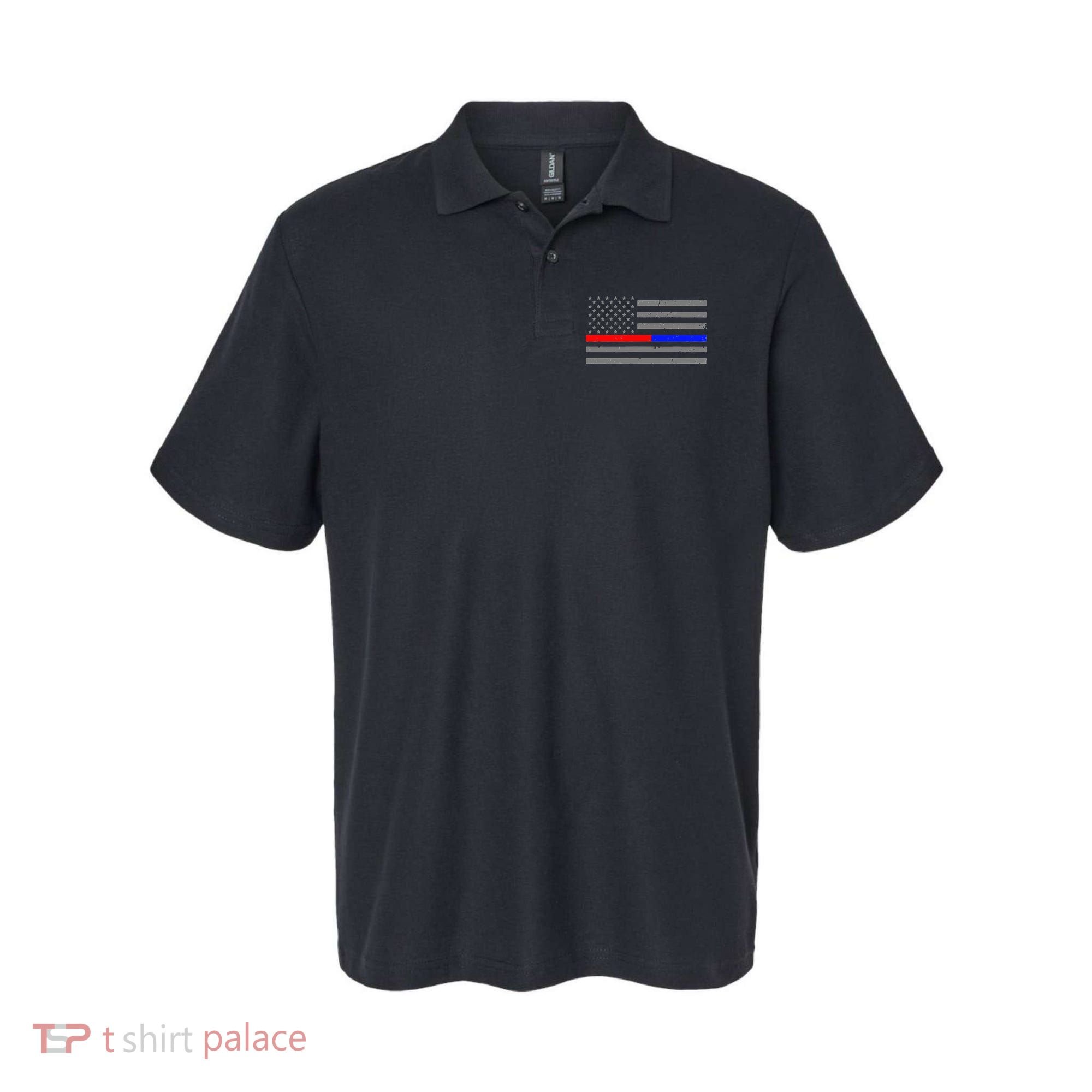 Firefighter Police Flag Thin Red Blue Line Polo