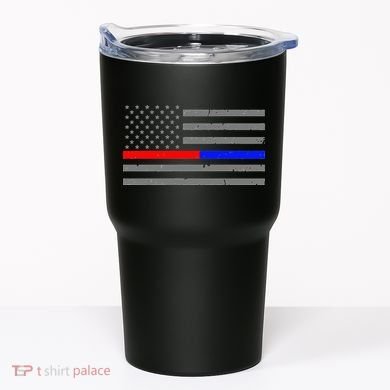 Firefighter Police Flag Thin Red Blue Line Tumbler