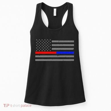 Firefighter Police Flag Thin Red Blue Line Women's Tank Top
