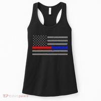 Firefighter Police Flag Thin Red Blue Line Women's Tank Top thumb 0
