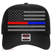 Firefighter Police Flag Thin Red Blue Line Hat thumb 0