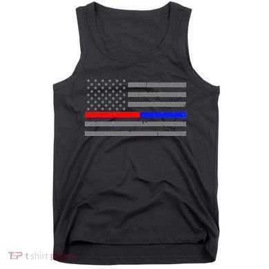 Firefighter Police Flag Thin Red Blue Line Tank Top