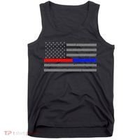 Firefighter Police Flag Thin Red Blue Line Tank Top thumb 0