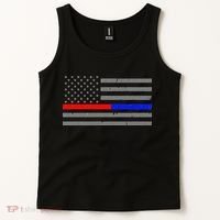 Firefighter Police Flag Thin Red Blue Line Tank Top thumb 2