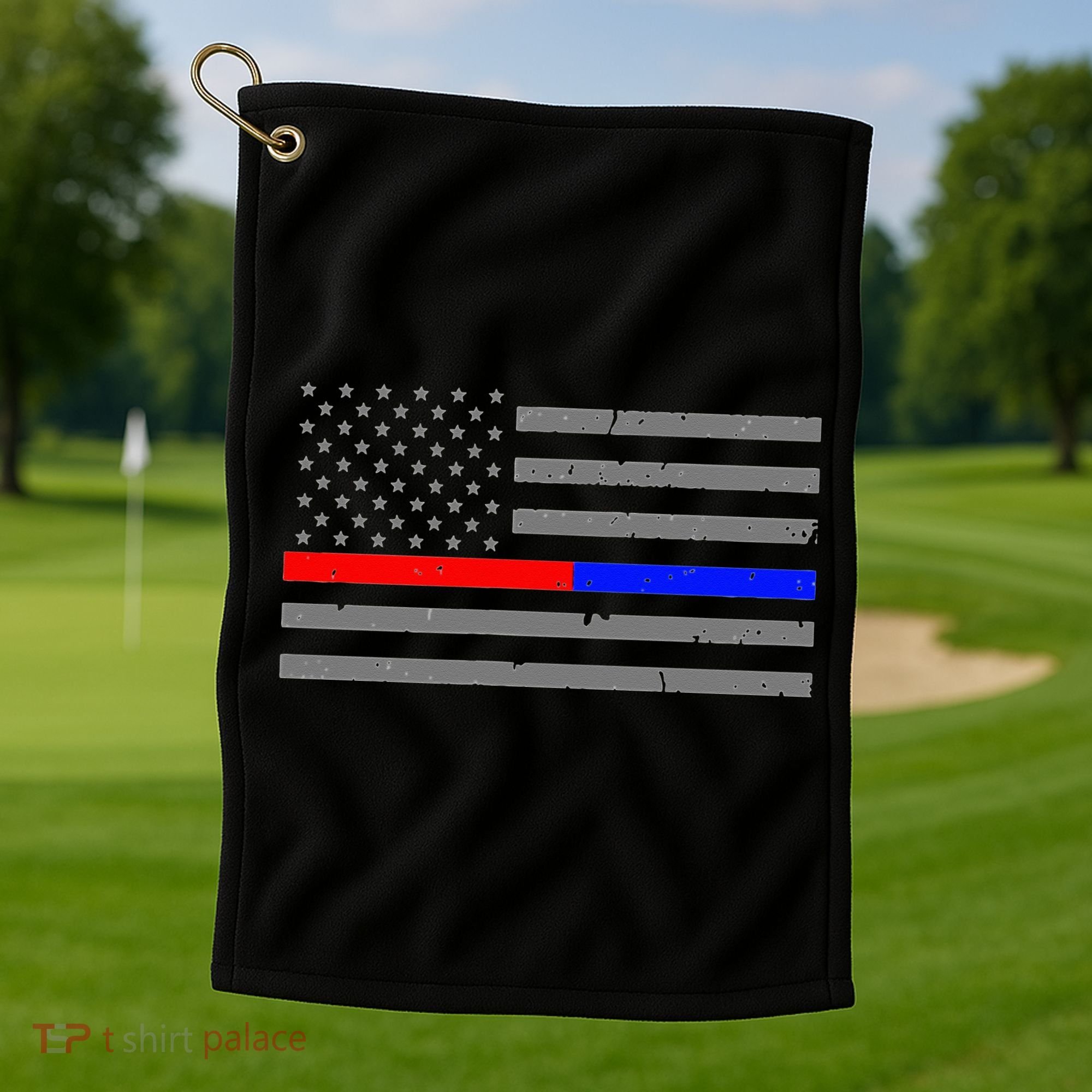 Firefighter Police Flag Thin Red Blue Line Golf Towel