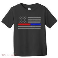 Firefighter Police Flag Thin Red Blue Line Toddler T-Shirt thumb 0