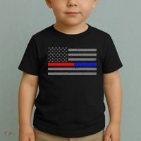 Firefighter Police Flag Thin Red Blue Line Toddler T-Shirt thumb 2