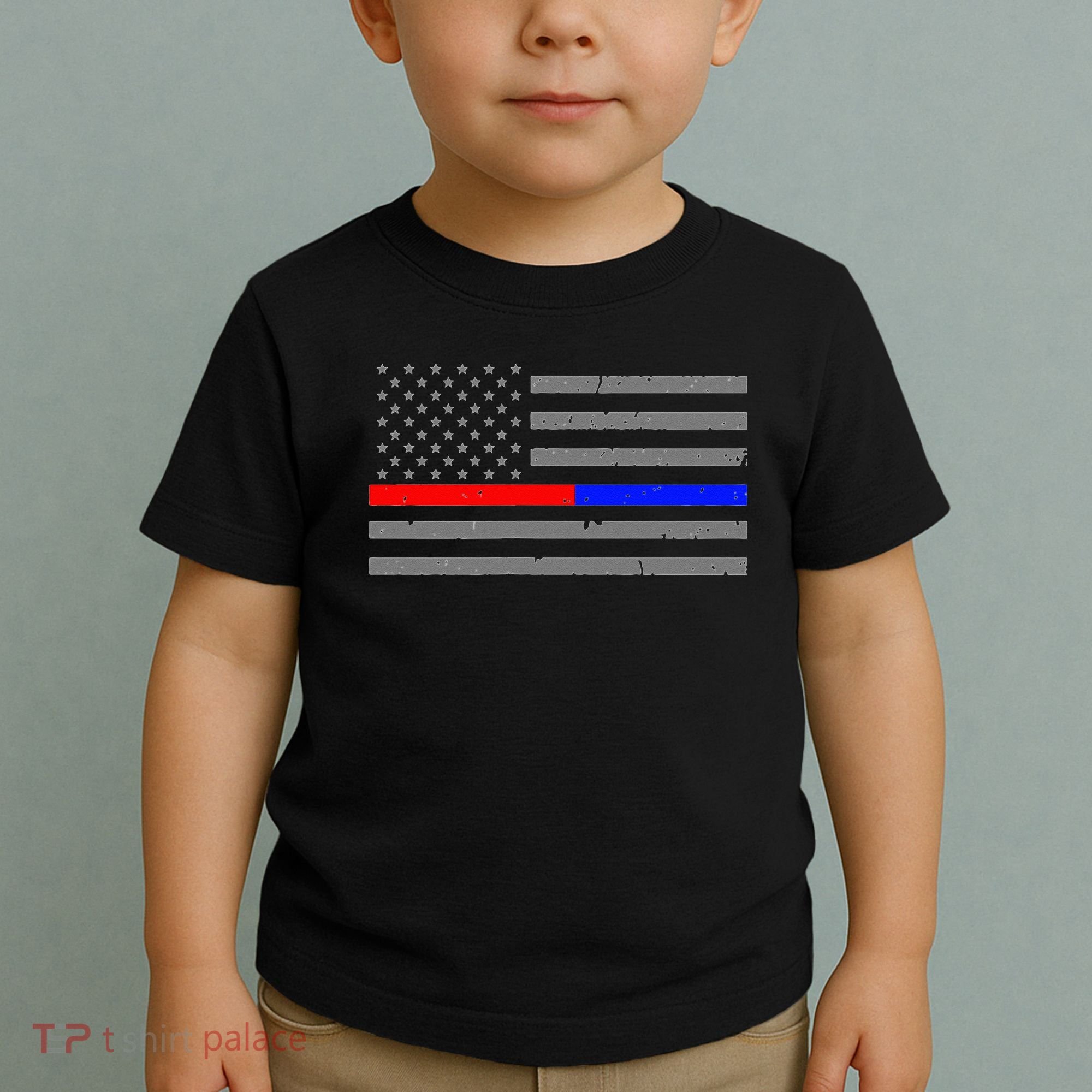 Firefighter Police Flag Thin Red Blue Line Toddler T-Shirt