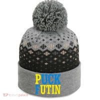 Funny Puck Futin Stand WIth Ukraine The Baniff Cuffed Pom Beanie thumb 0