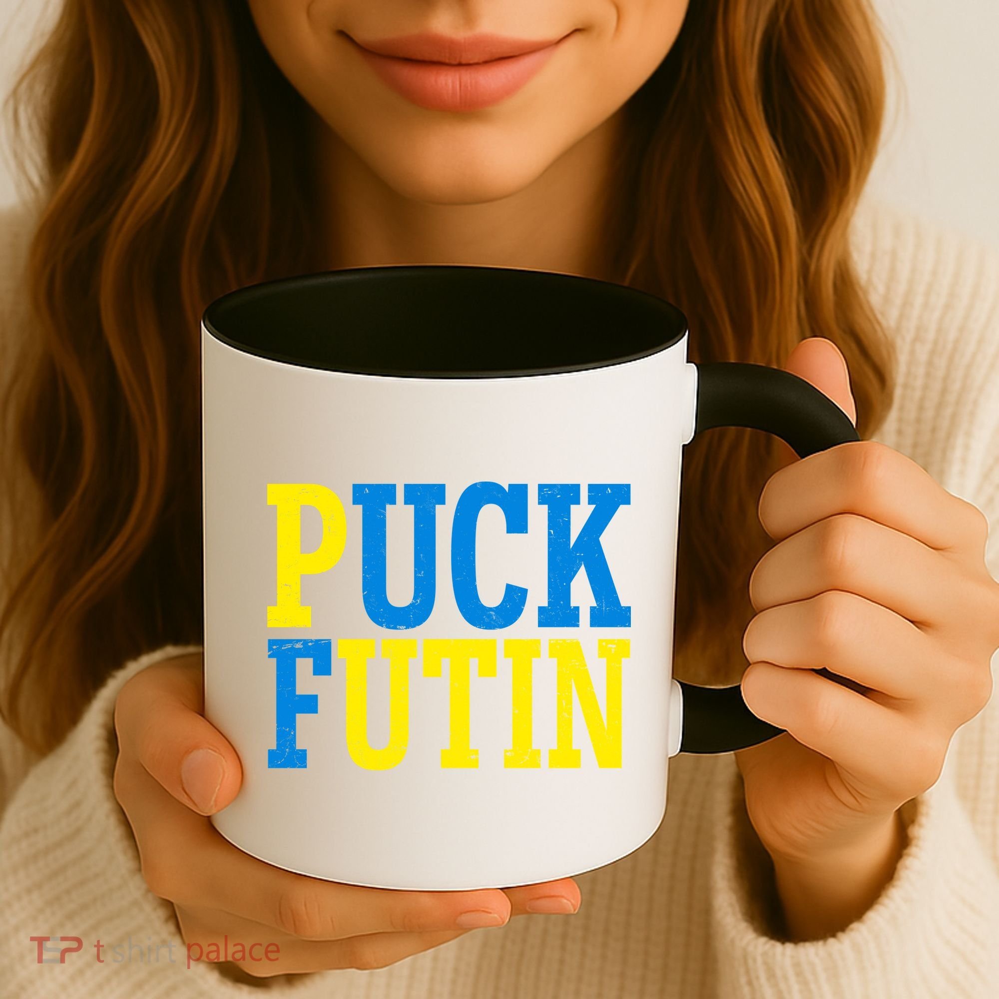 Funny Puck Futin Stand WIth Ukraine Coffee Mug