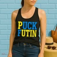 Funny Puck Futin Stand WIth Ukraine Women's Tank Top thumb 2