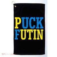 Funny Puck Futin Stand WIth Ukraine Golf Towel thumb 0
