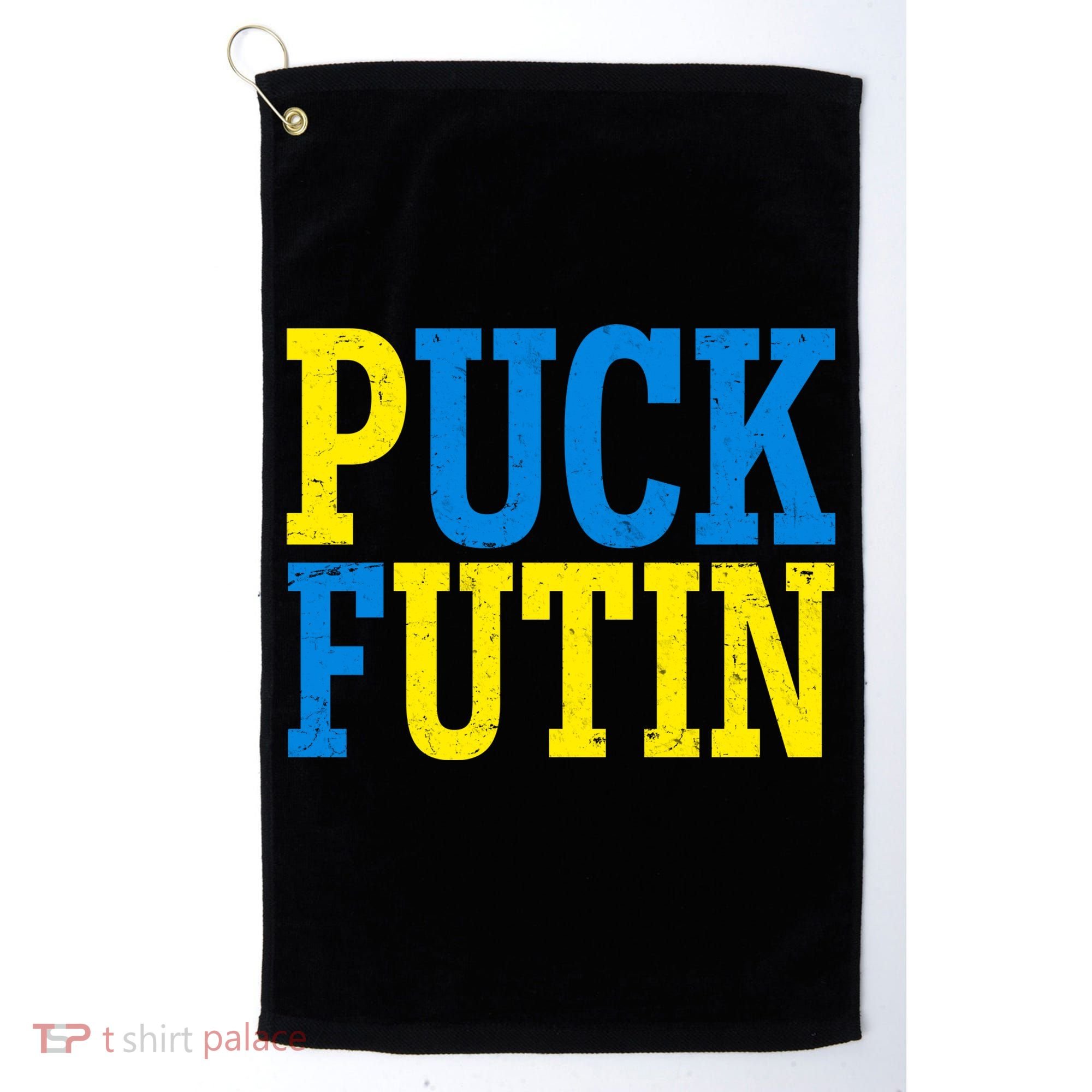 Funny Puck Futin Stand WIth Ukraine Golf Towel