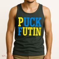 Funny Puck Futin Stand WIth Ukraine Tank Top thumb 3