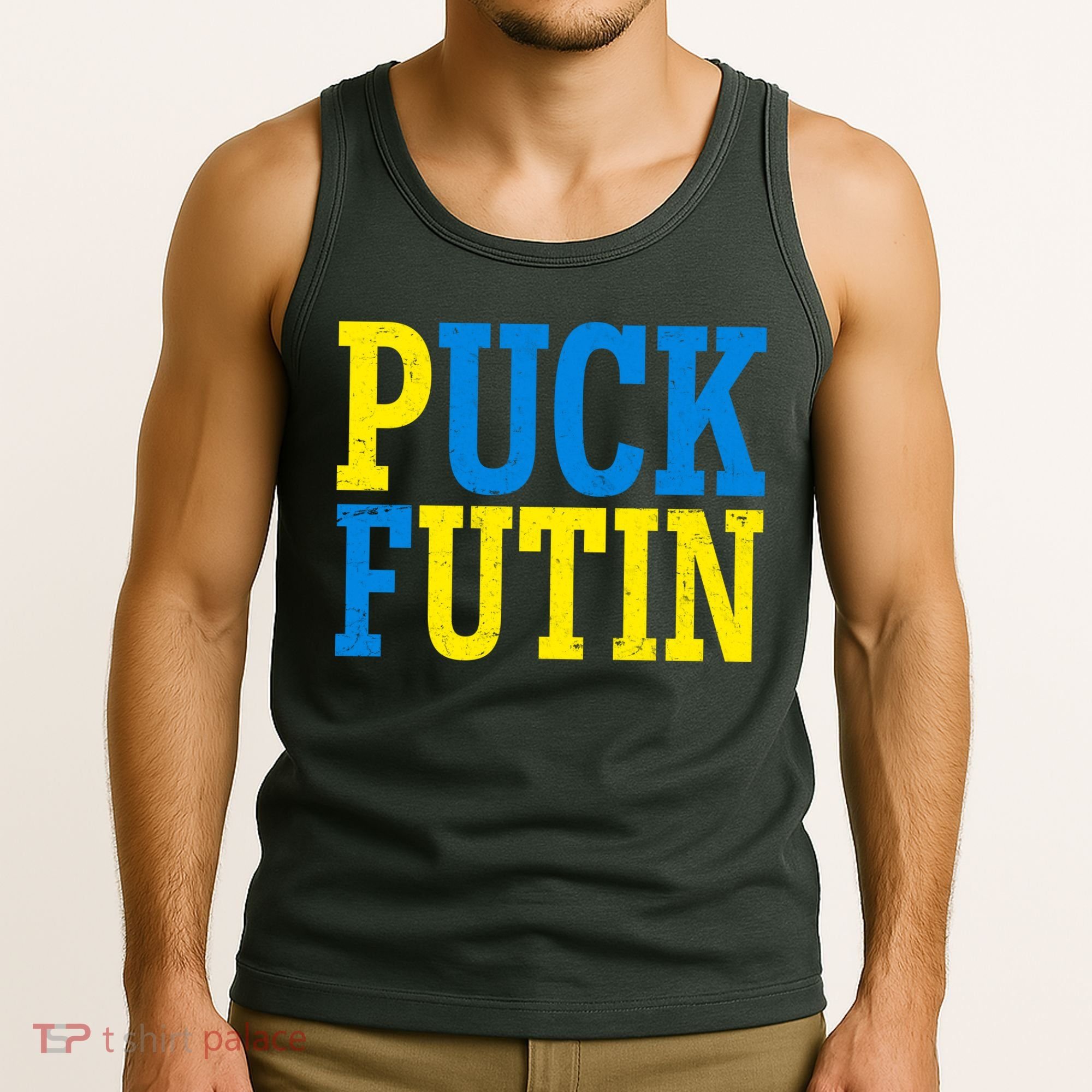 Funny Puck Futin Stand WIth Ukraine Tank Top