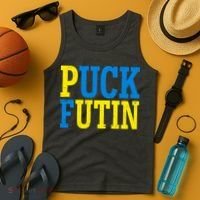 Funny Puck Futin Stand WIth Ukraine Tank Top thumb 4