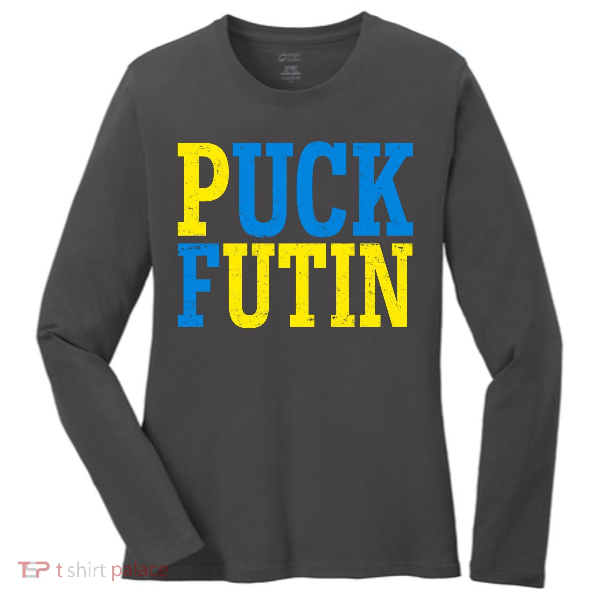 Funny Puck Futin Stand WIth Ukraine Women's Long Sleeve Shirt