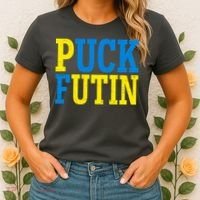 Funny Puck Futin Stand WIth Ukraine Women's T-Shirt thumb 2