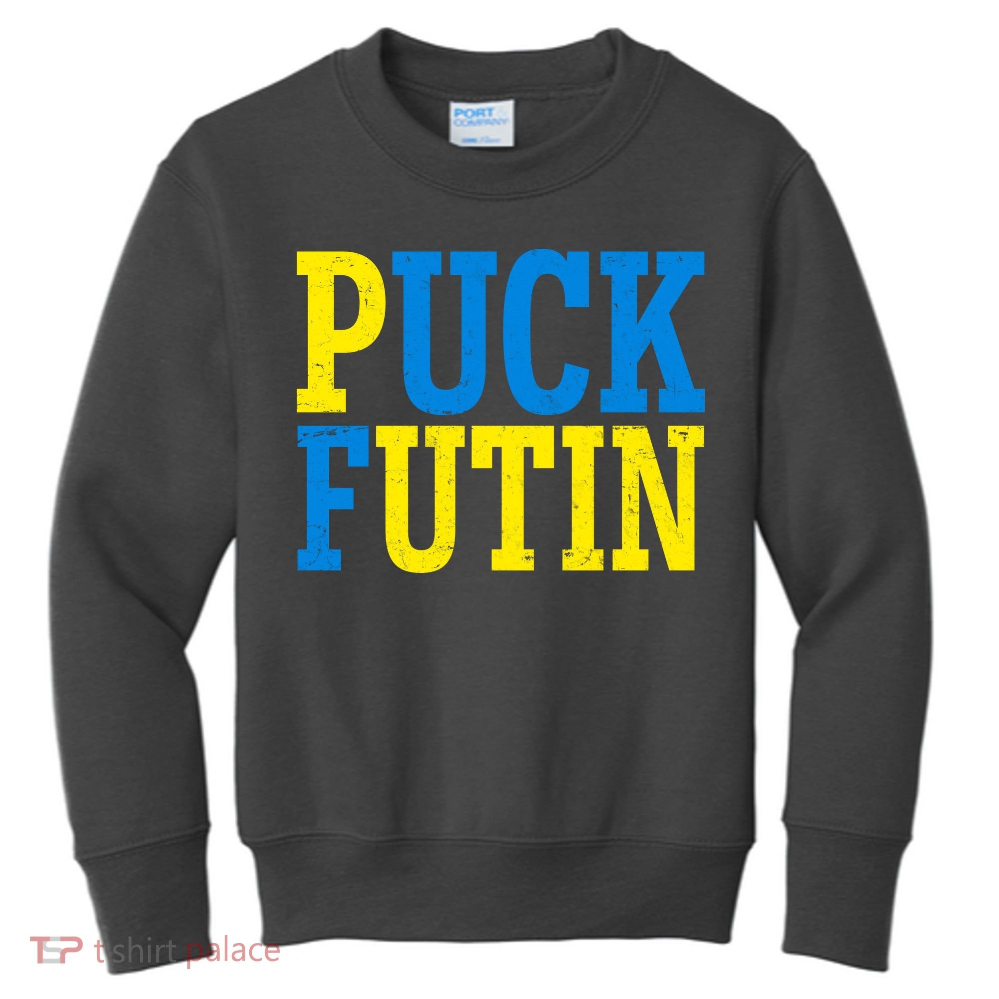 Funny Puck Futin Stand WIth Ukraine Kids Sweatshirt
