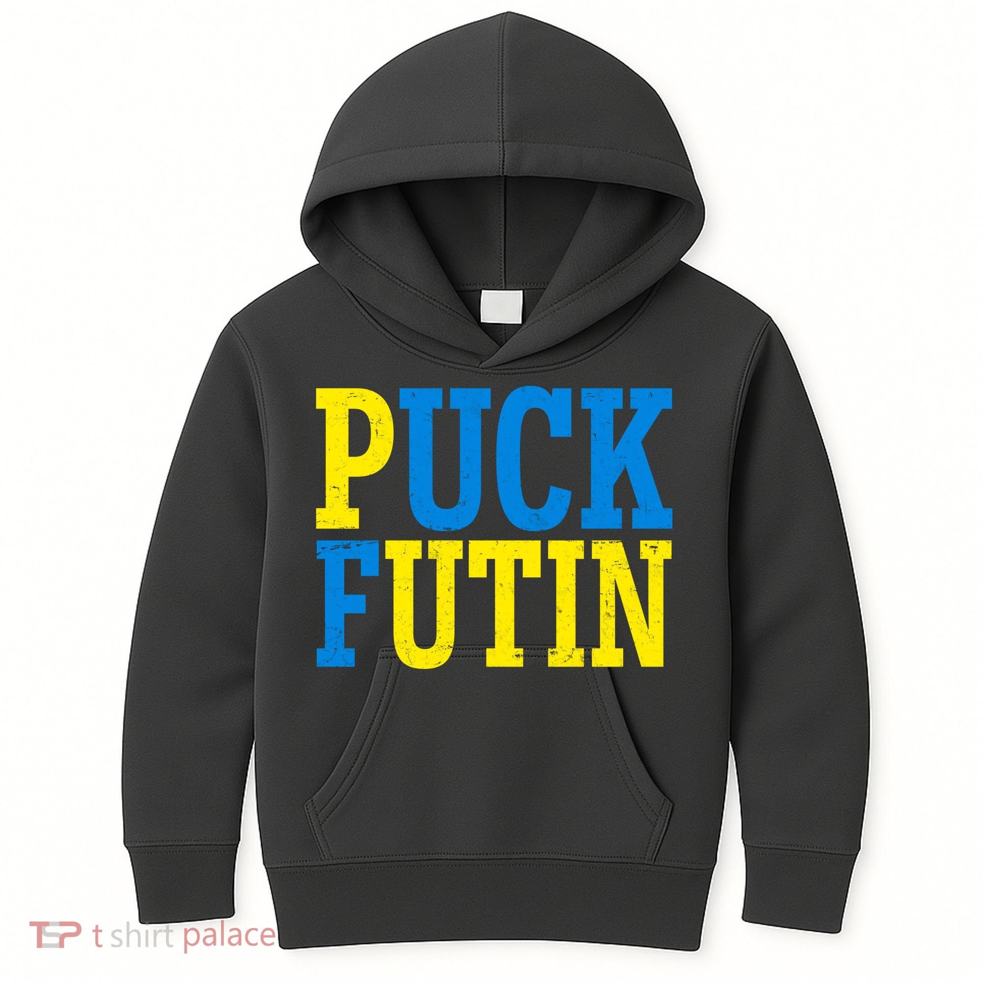 Funny Puck Futin Stand WIth Ukraine Kids Hoodie