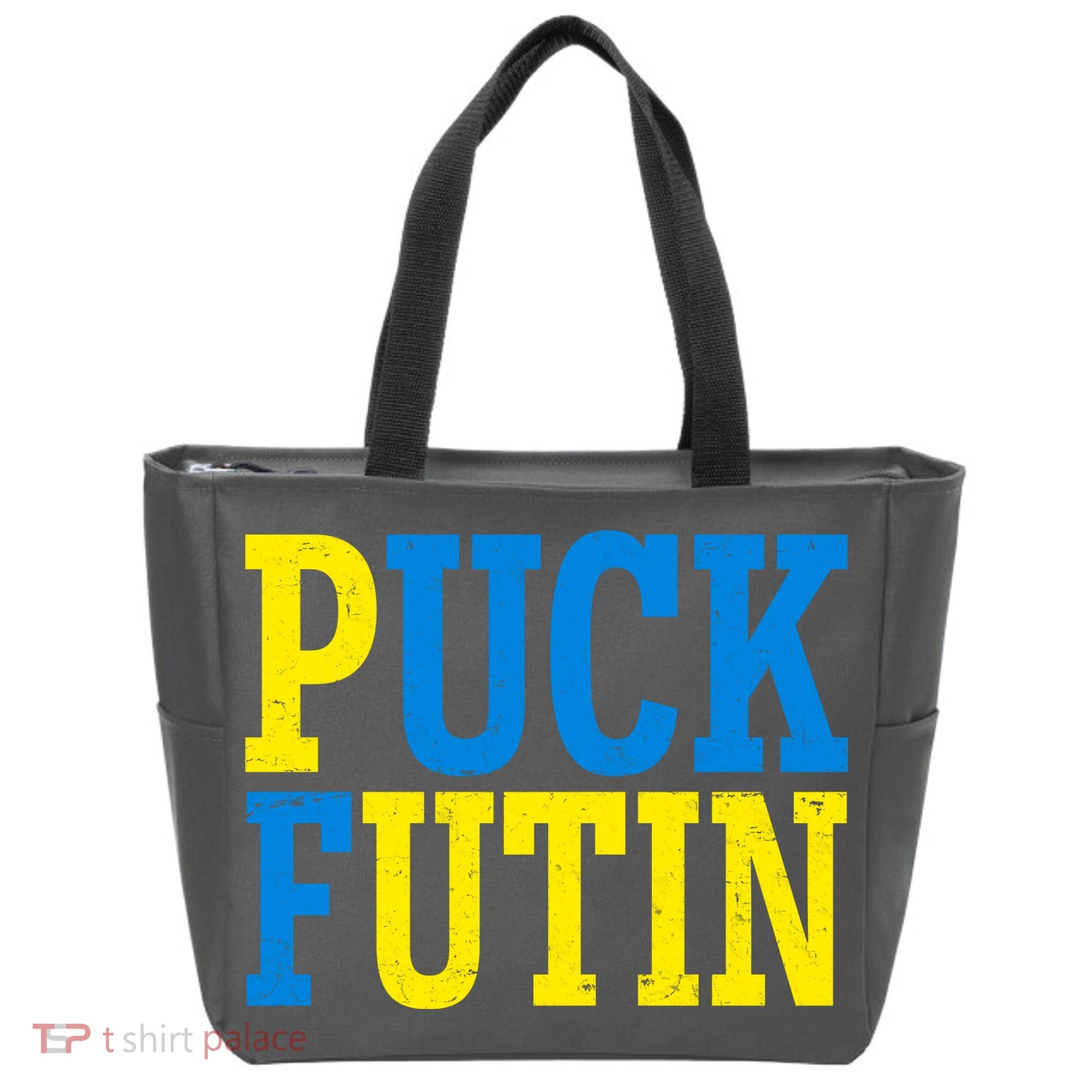 Funny Puck Futin Stand WIth Ukraine Tote Bag
