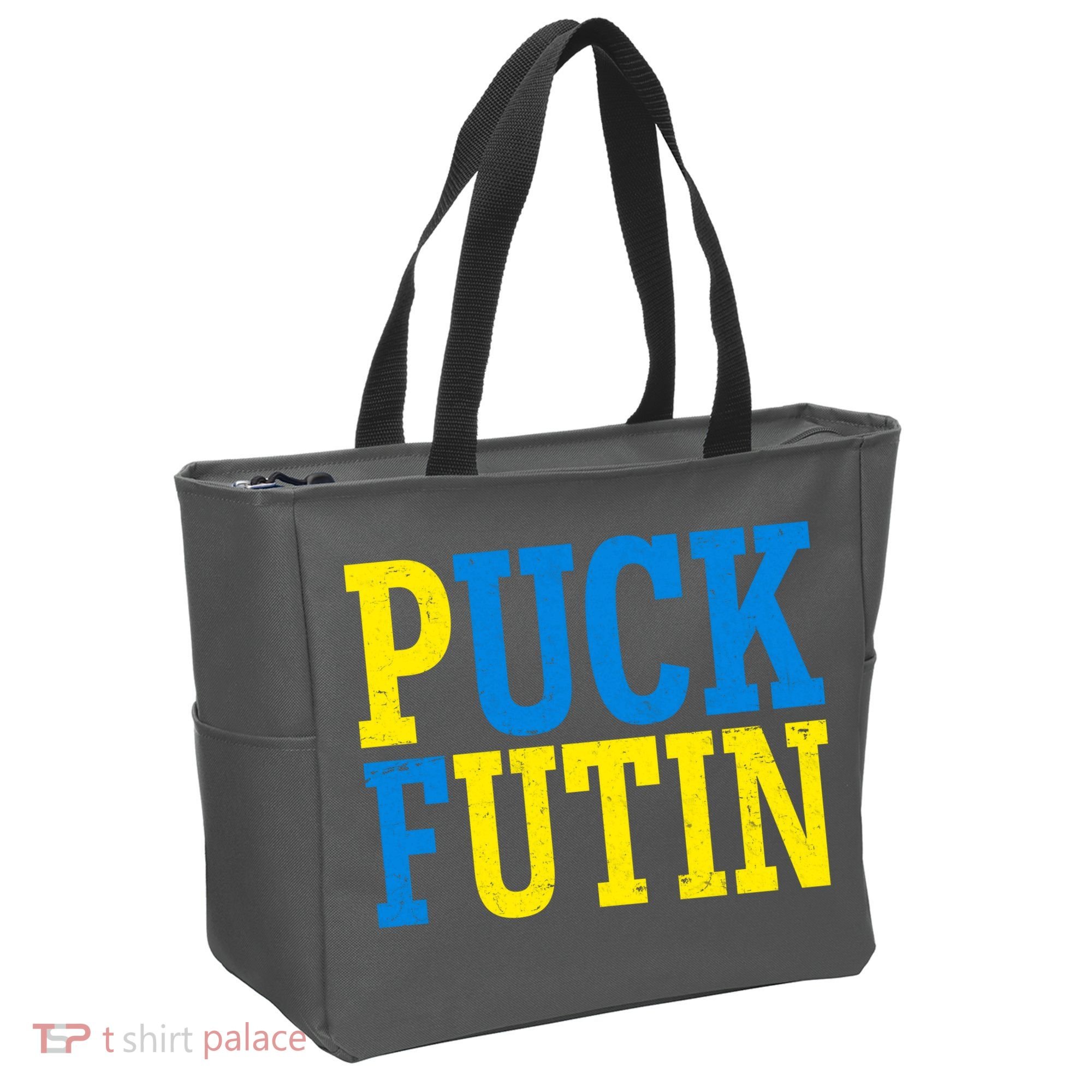 Funny Puck Futin Stand WIth Ukraine Tote Bag