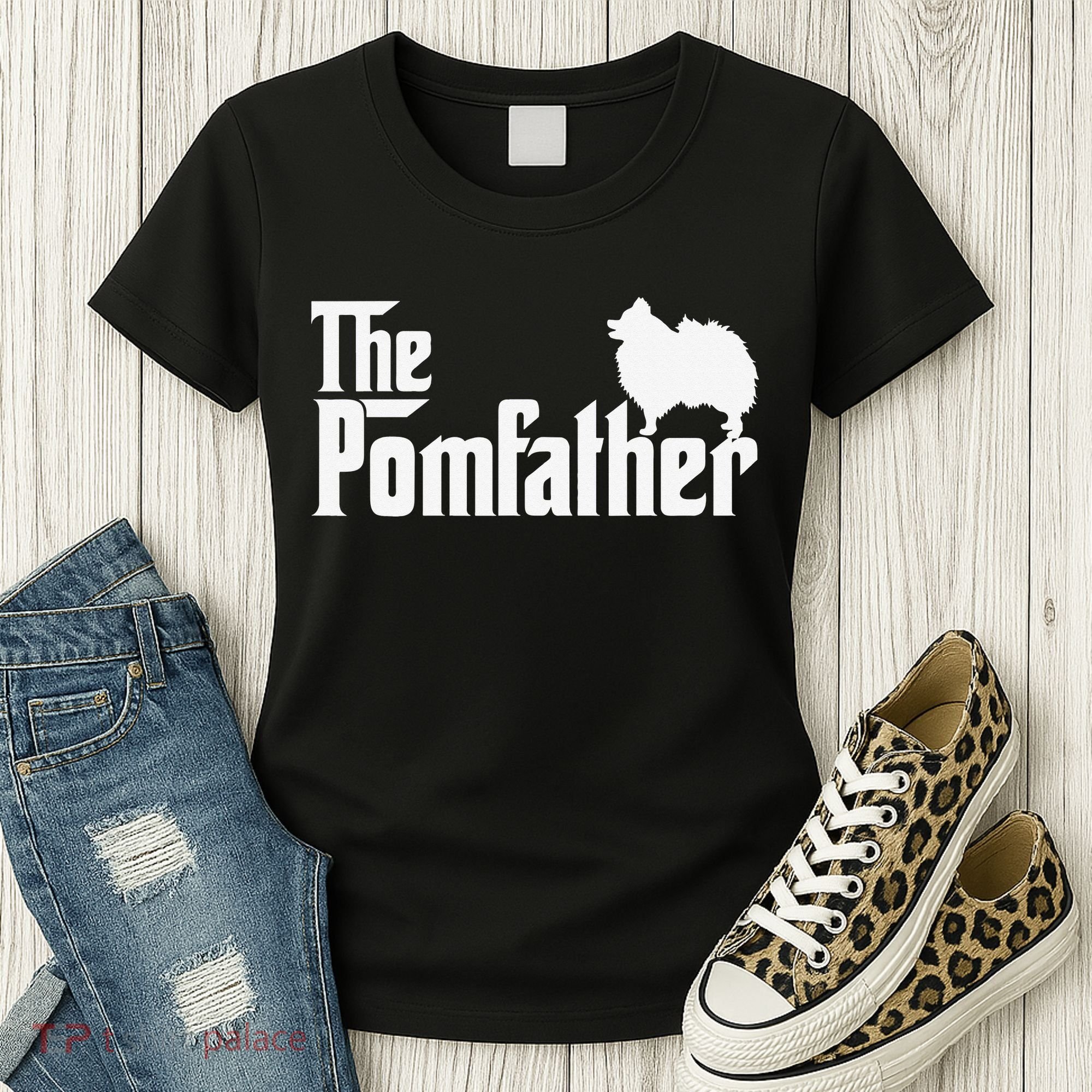 Funny Pomeranian Father Dad The Pom Father Dog Lover Women's T-Shirt
