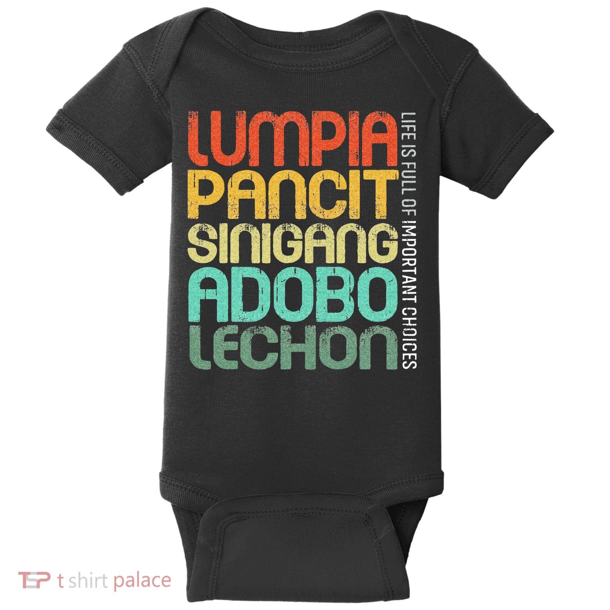 Filipino Philippine Food Lumpia Pancit Sinigang Adobo Lechon Baby Bodysuit