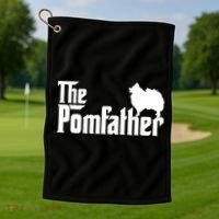 Funny Pomeranian Father Dad The Pom Father Dog Lover Golf Towel thumb 1