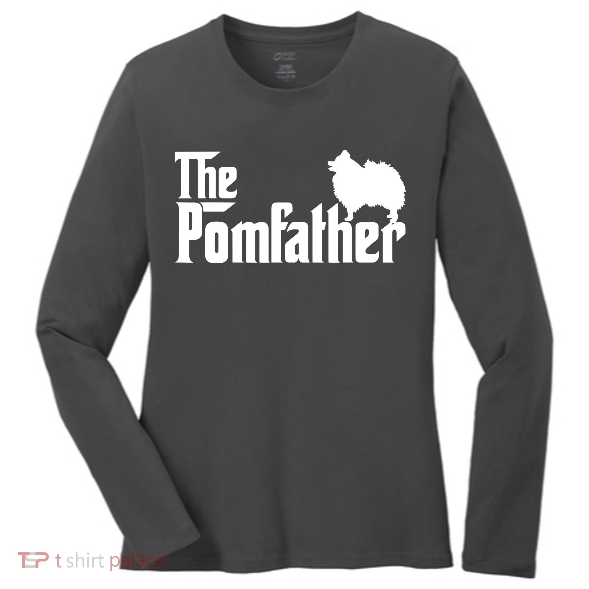Funny Pomeranian Father Dad The Pom Father Dog Lover Women's Long Sleeve Shirt