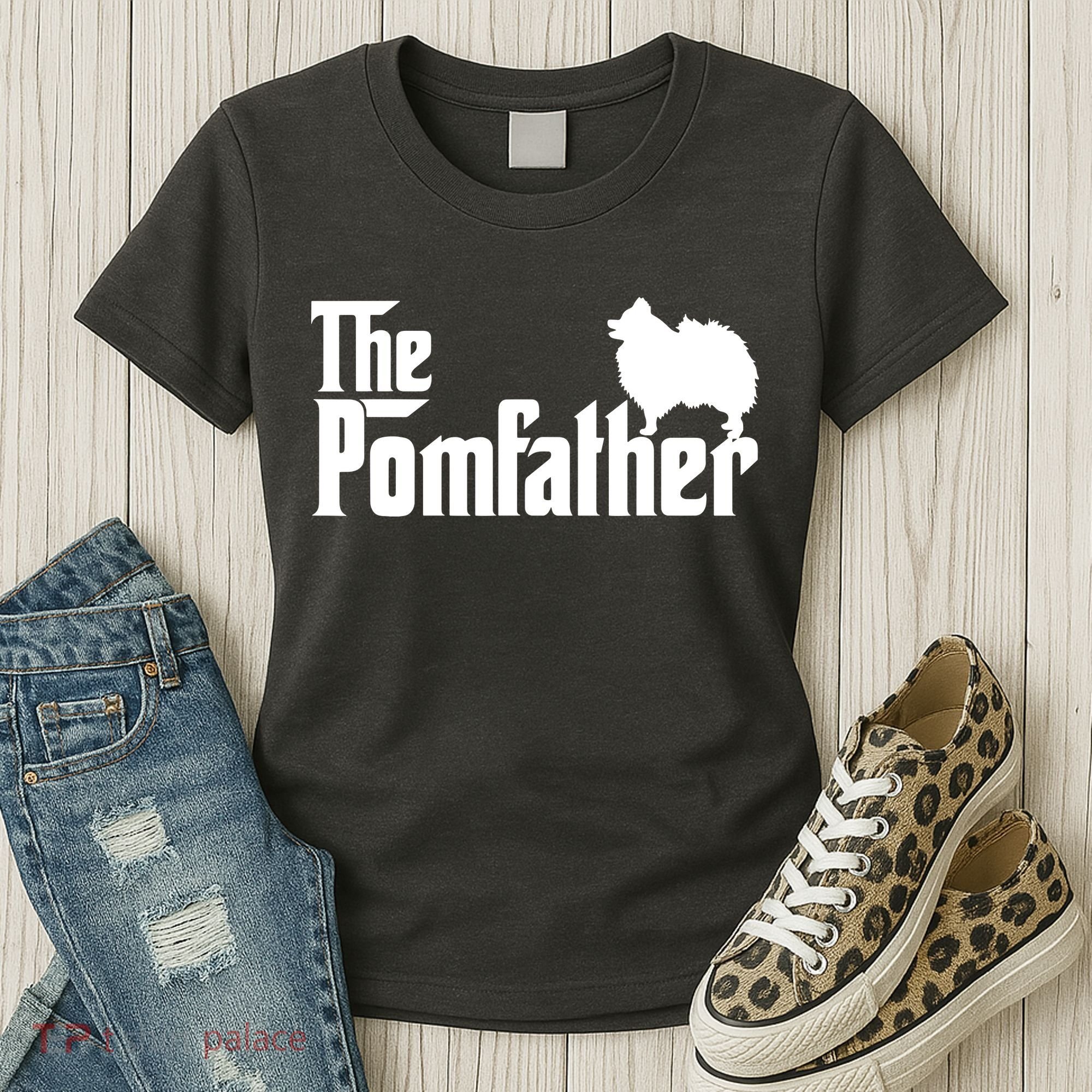 Funny Pomeranian Father Dad The Pom Father Dog Lover Women's T-Shirt