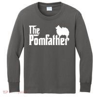 Funny Pomeranian Father Dad The Pom Father Dog Lover Kids Long Sleeve Shirt thumb 0