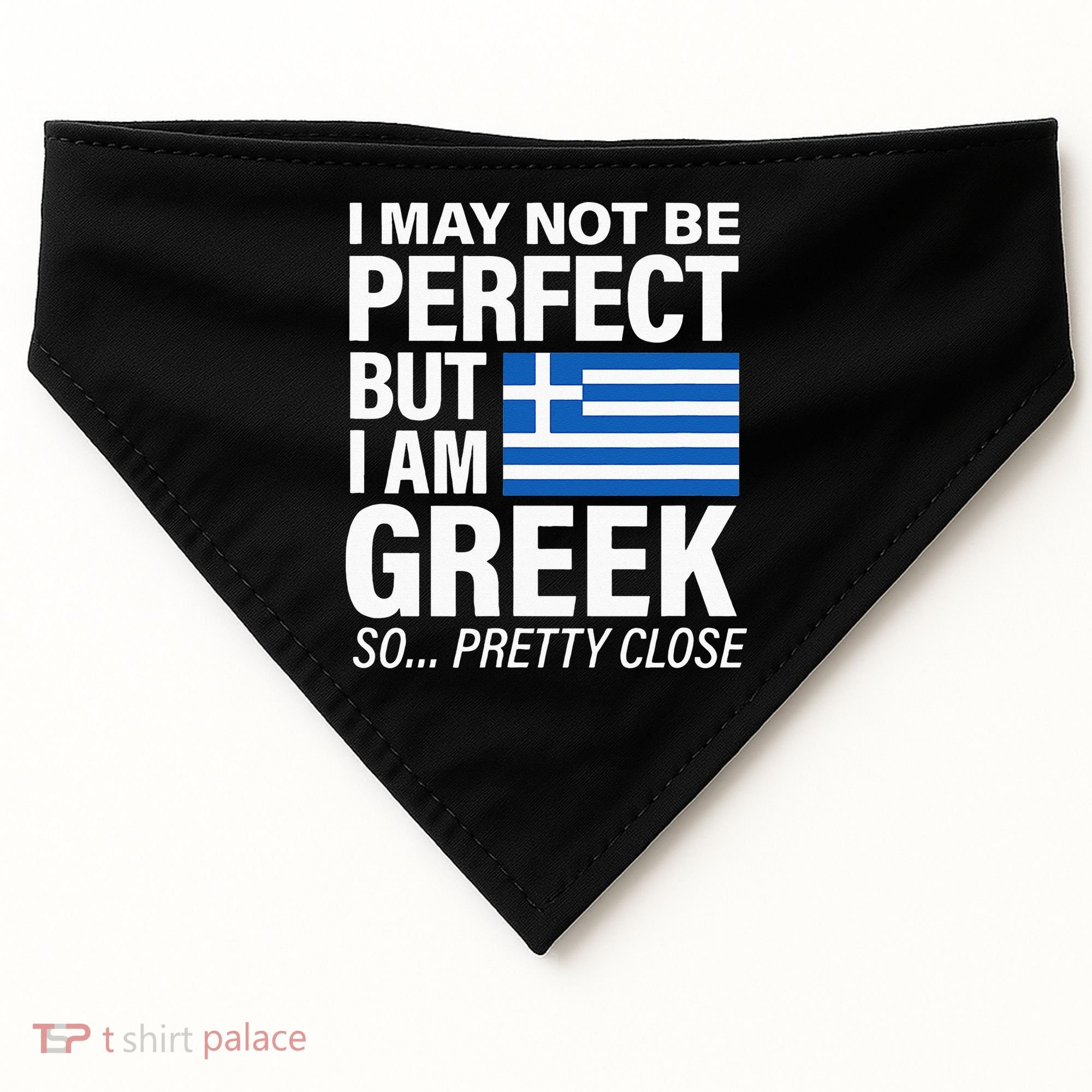 Funny Perfect Greek Flag I Love Greece USA-Made Doggie Bandana