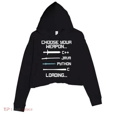Funny Programmer Geek Java C Programming Crop Fleece Hoodie