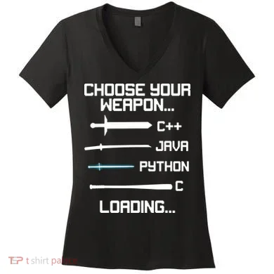 Funny Programmer Geek Java C Programming Women's V-Neck T-Shirt