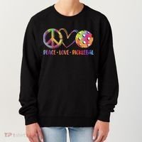 Funny Pickleball Gift Retired Ladies Peace Love Pickleball Gift Women's Sweatshirt thumb 0