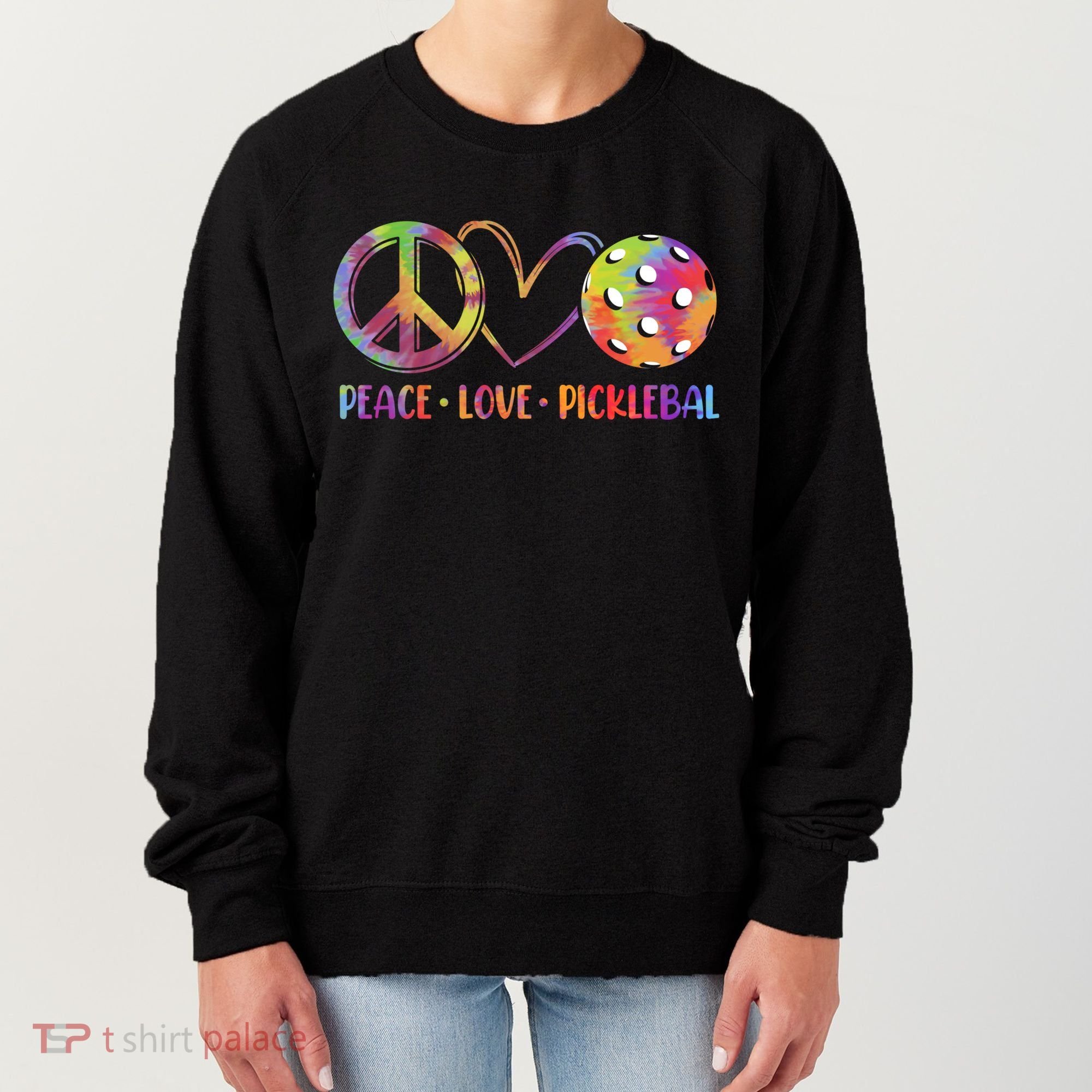 Funny Pickleball Gift Retired Ladies Peace Love Pickleball Gift Women's Sweatshirt