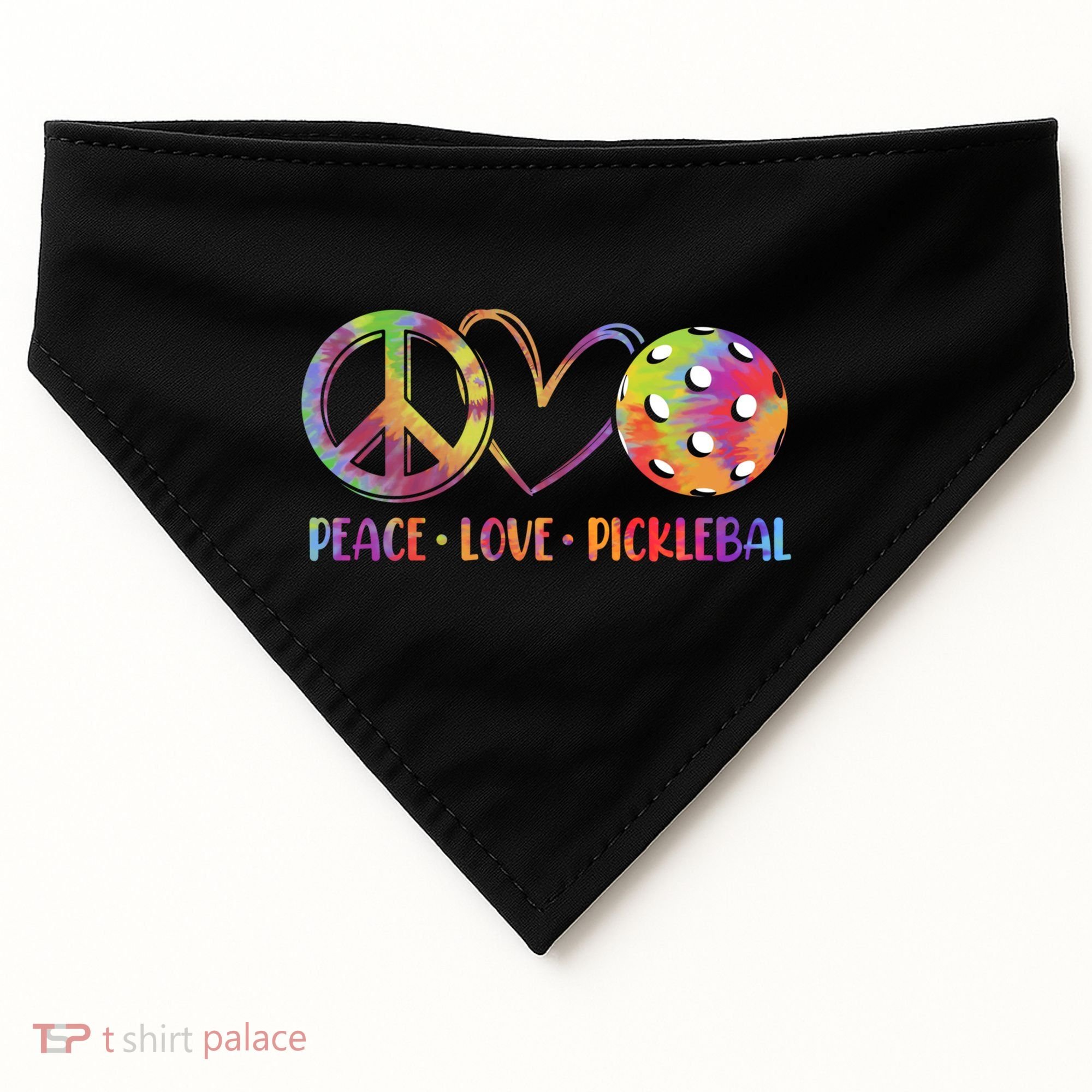 Funny Pickleball Gift Retired Ladies Peace Love Pickleball Gift USA-Made Doggie Bandana