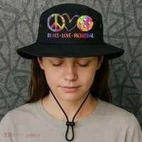 Funny Pickleball Gift Retired Ladies Peace Love Pickleball Gift Bucket Hat thumb 3