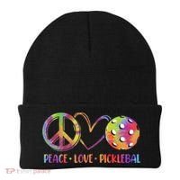 Funny Pickleball Gift Retired Ladies Peace Love Pickleball Gift Beanie thumb 0