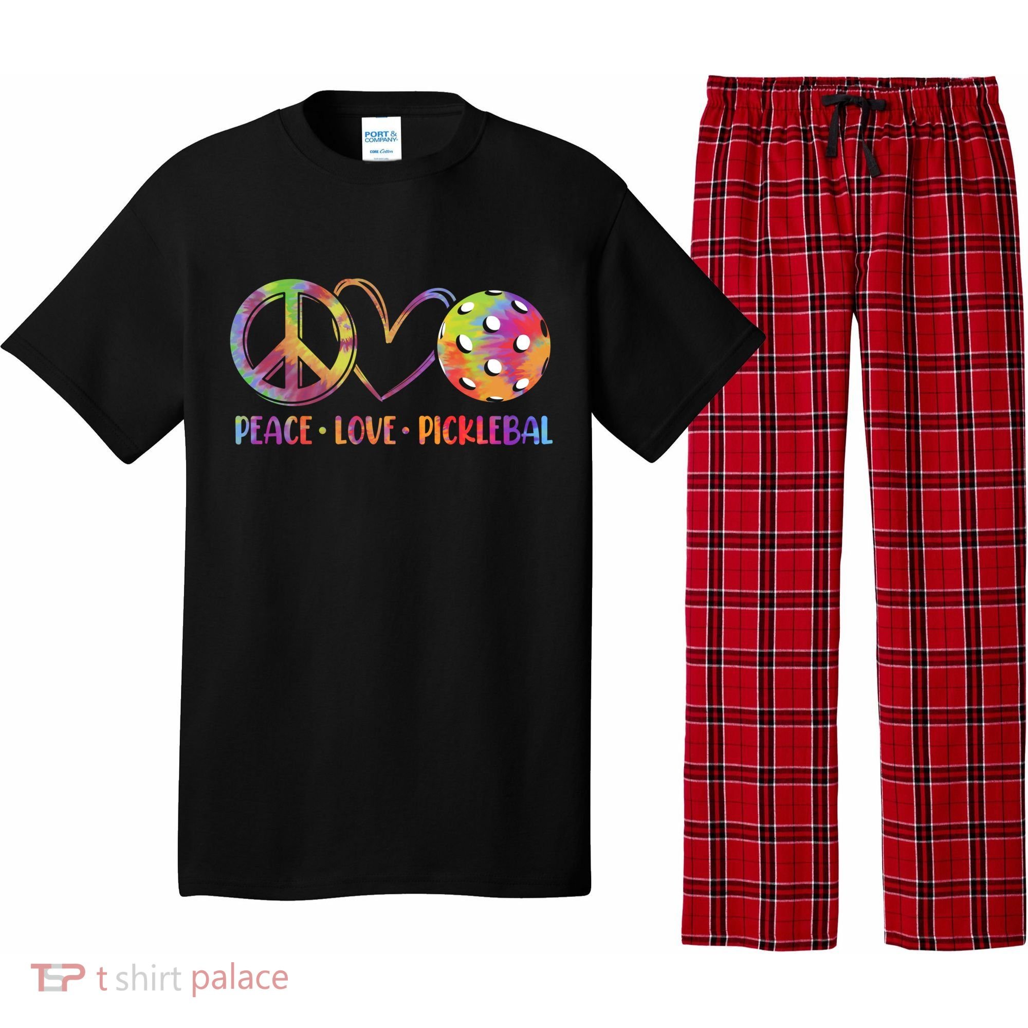 Funny Pickleball Gift Retired Ladies Peace Love Pickleball Gift Pajama Set