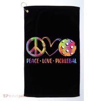 Funny Pickleball Gift Retired Ladies Peace Love Pickleball Gift Golf Towel thumb 0
