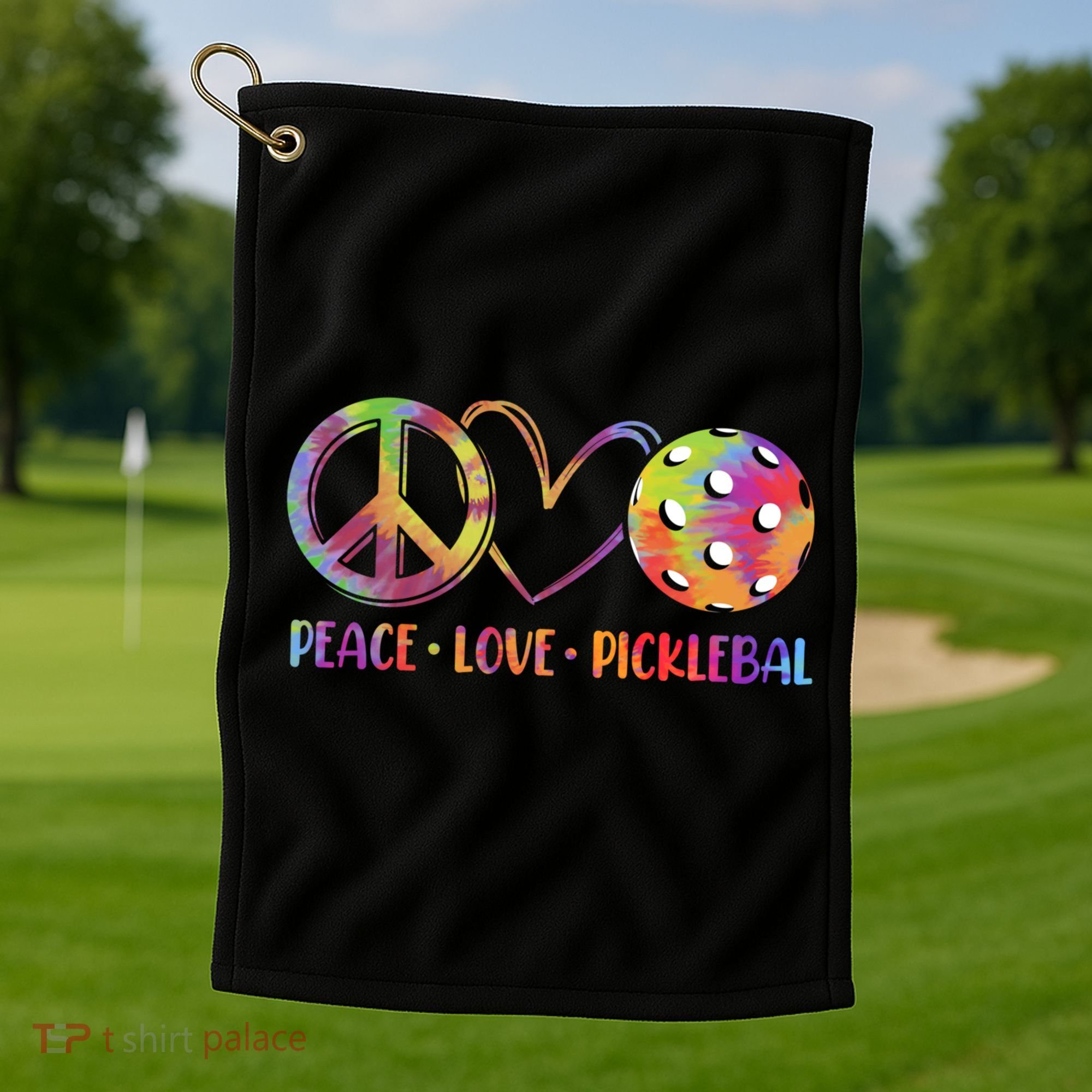 Funny Pickleball Gift Retired Ladies Peace Love Pickleball Gift Golf Towel