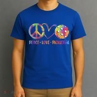 Funny Pickleball Gift Retired Ladies Peace Love Pickleball Gift T-Shirt thumb 3
