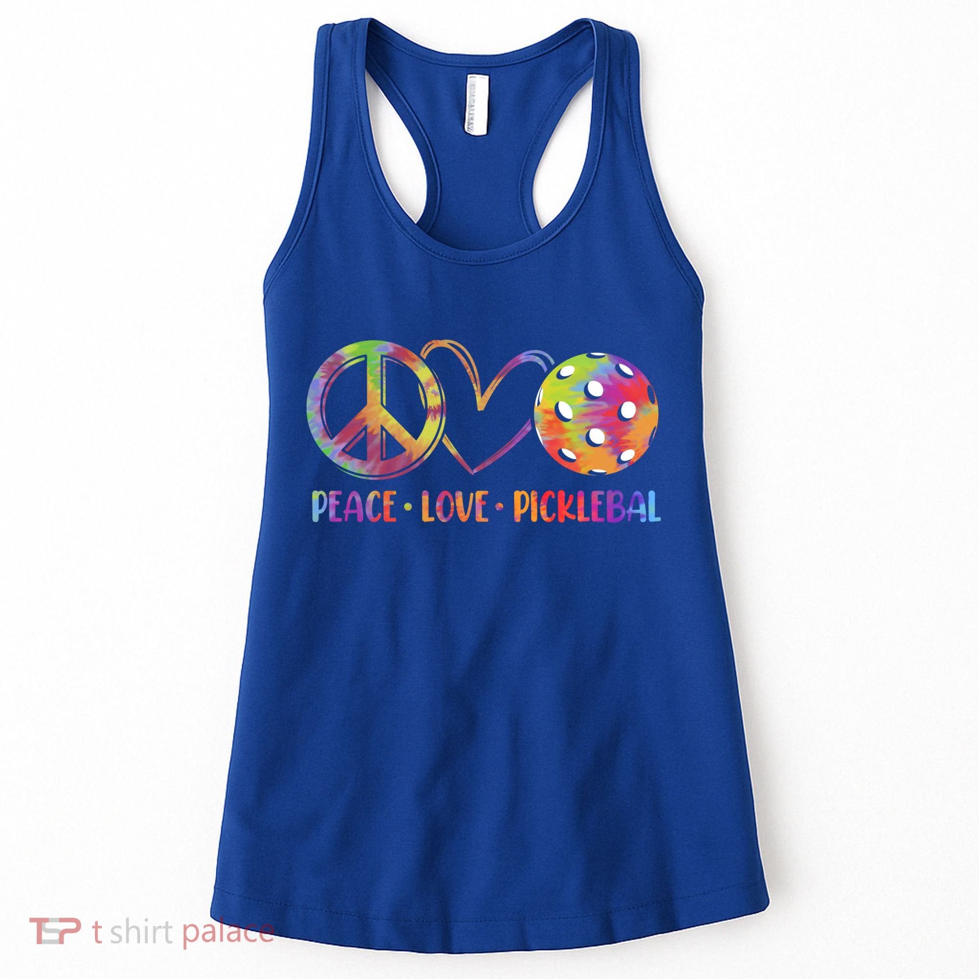Funny Pickleball Gift Retired Ladies Peace Love Pickleball Gift Women's Tank Top
