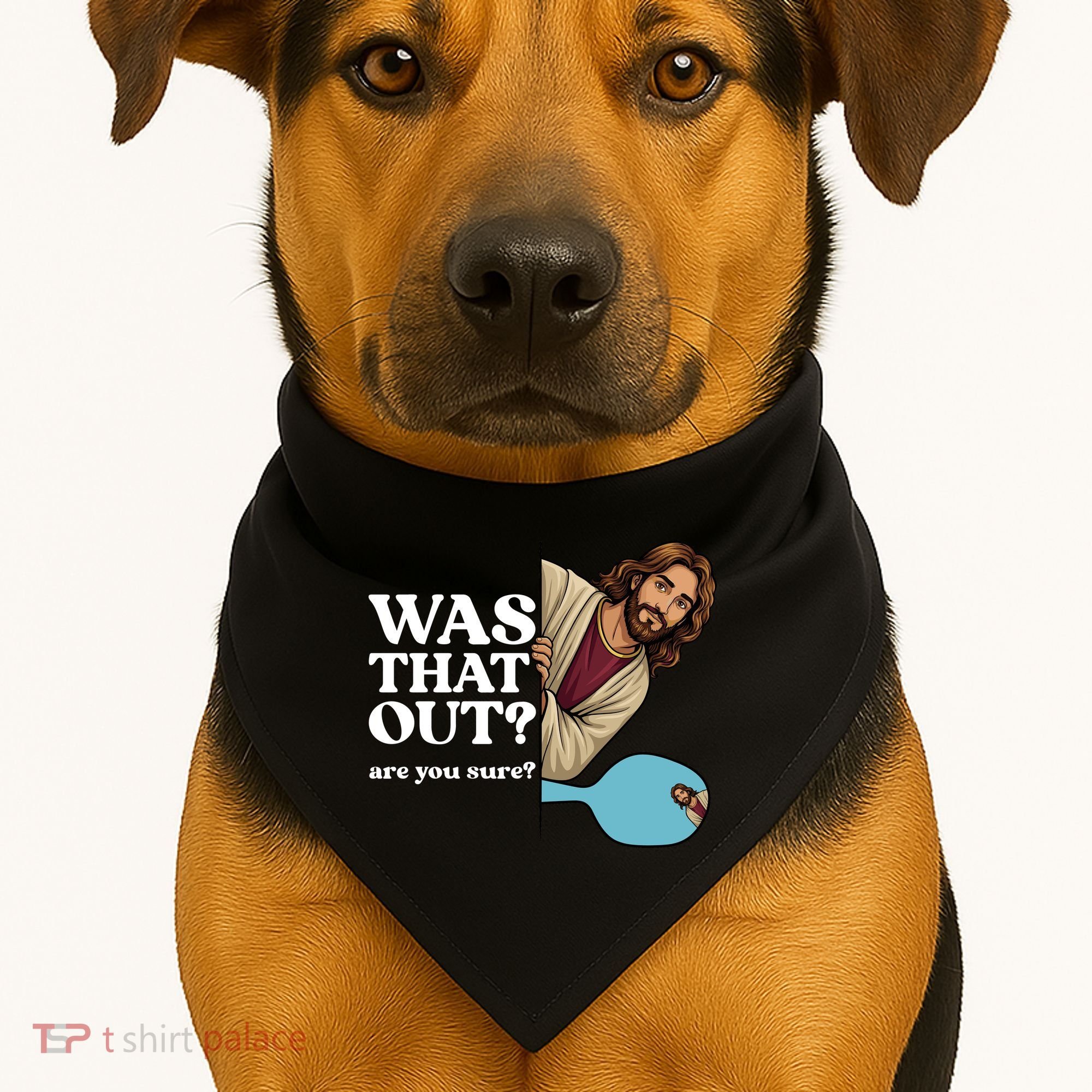 Funny Pickleball Gift Was That Out Jesus USA-Made Doggie Bandana