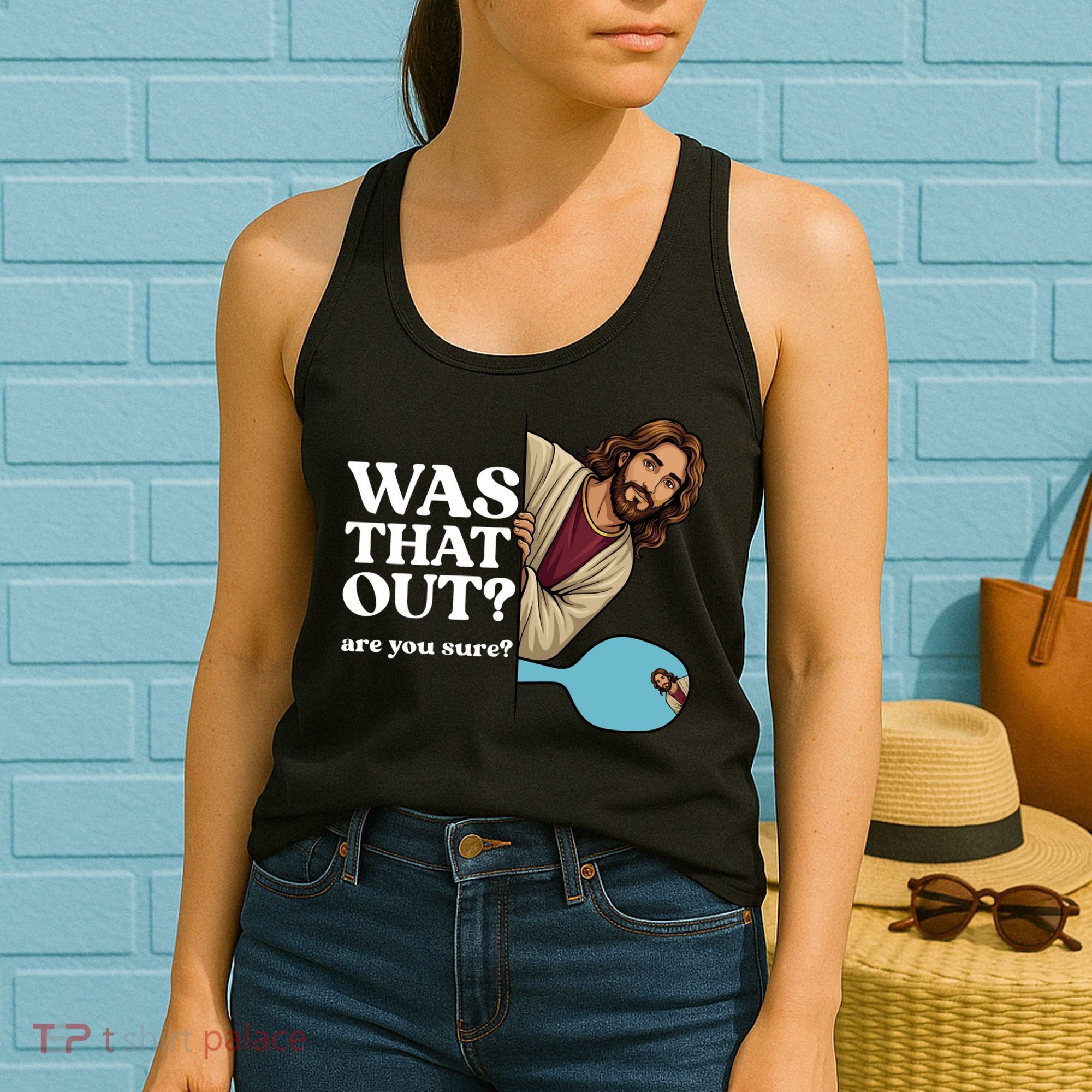 Funny Pickleball Gift Was That Out Jesus Women's Tank Top