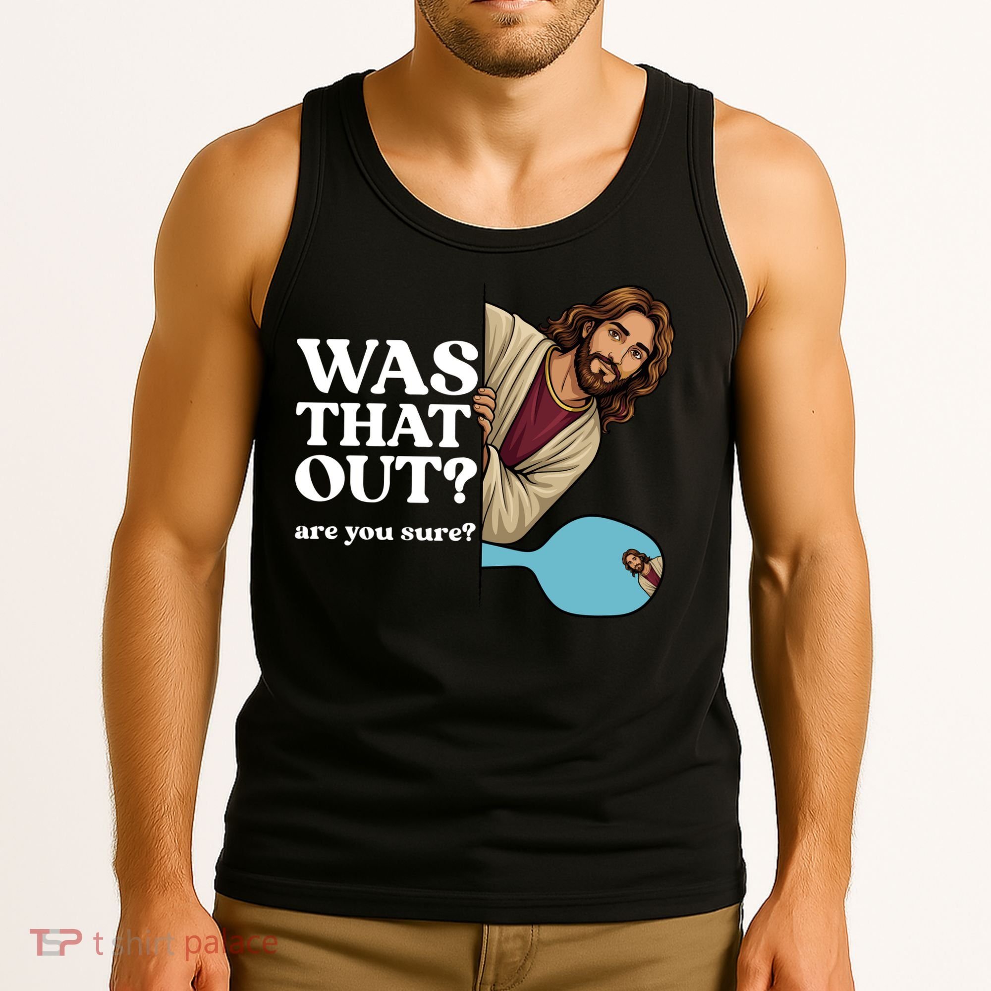 Funny Pickleball Gift Was That Out Jesus Tank Top