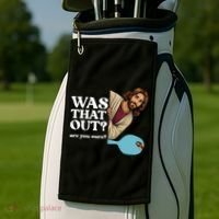 Funny Pickleball Gift Was That Out Jesus Golf Towel thumb 2
