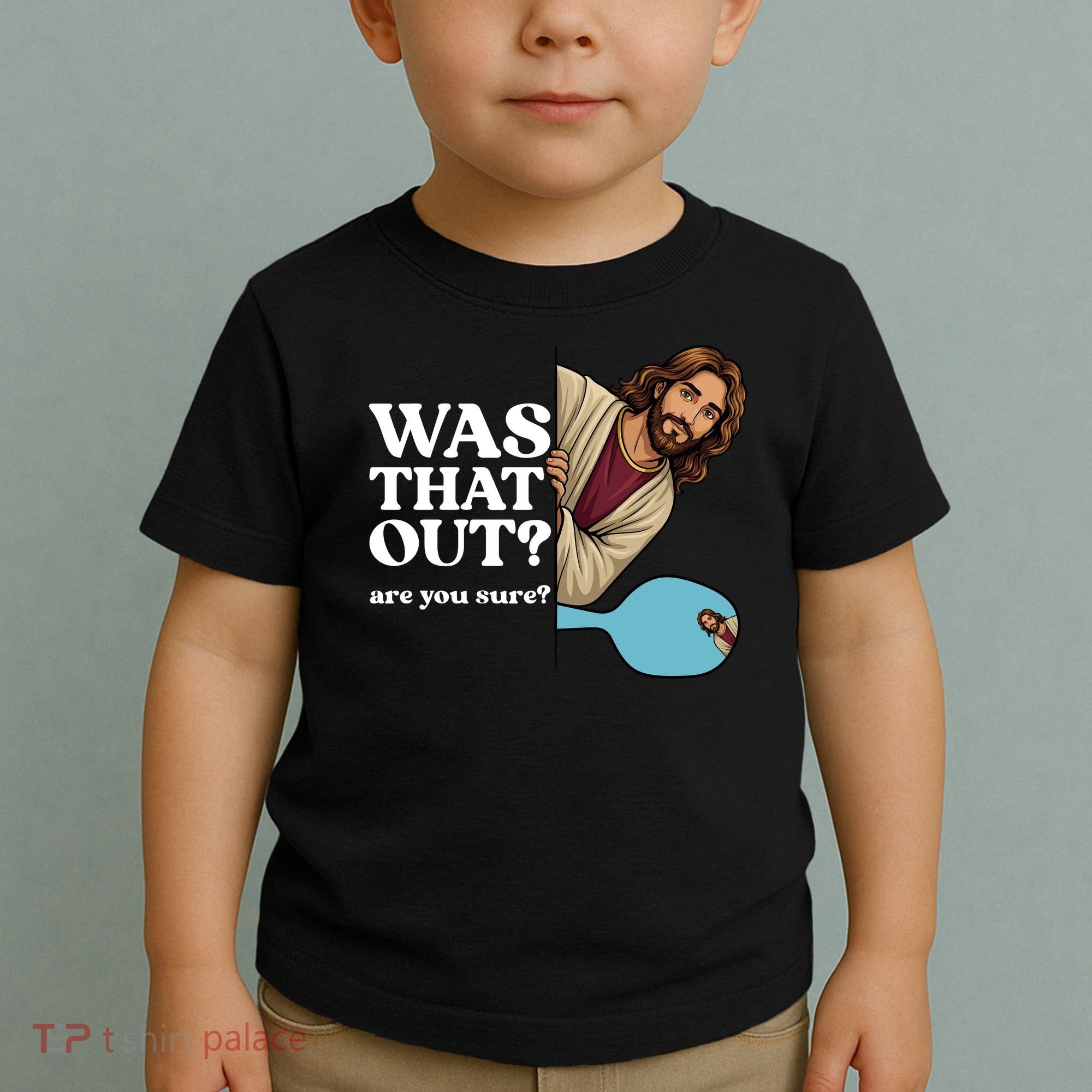 Funny Pickleball Gift Was That Out Jesus Toddler T-Shirt